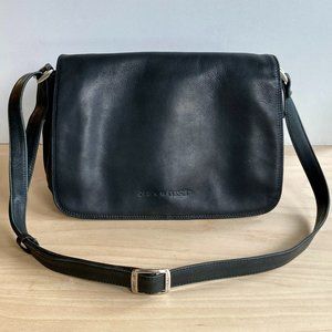 Derek Alexander EW Full Flap Top Zip Black Leather Handbag